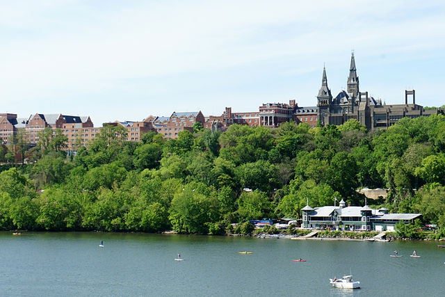 Panorama of Georgetown University across the potomac river