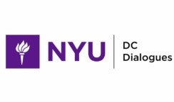 NYU DC logo. purple and black text on white background