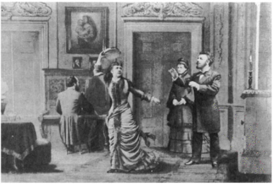 A Doll's House, Royal Theatre, Copenhagen: 1879. The 'tarantella' scene in Act II with Betty Hennings" (Innes 83)